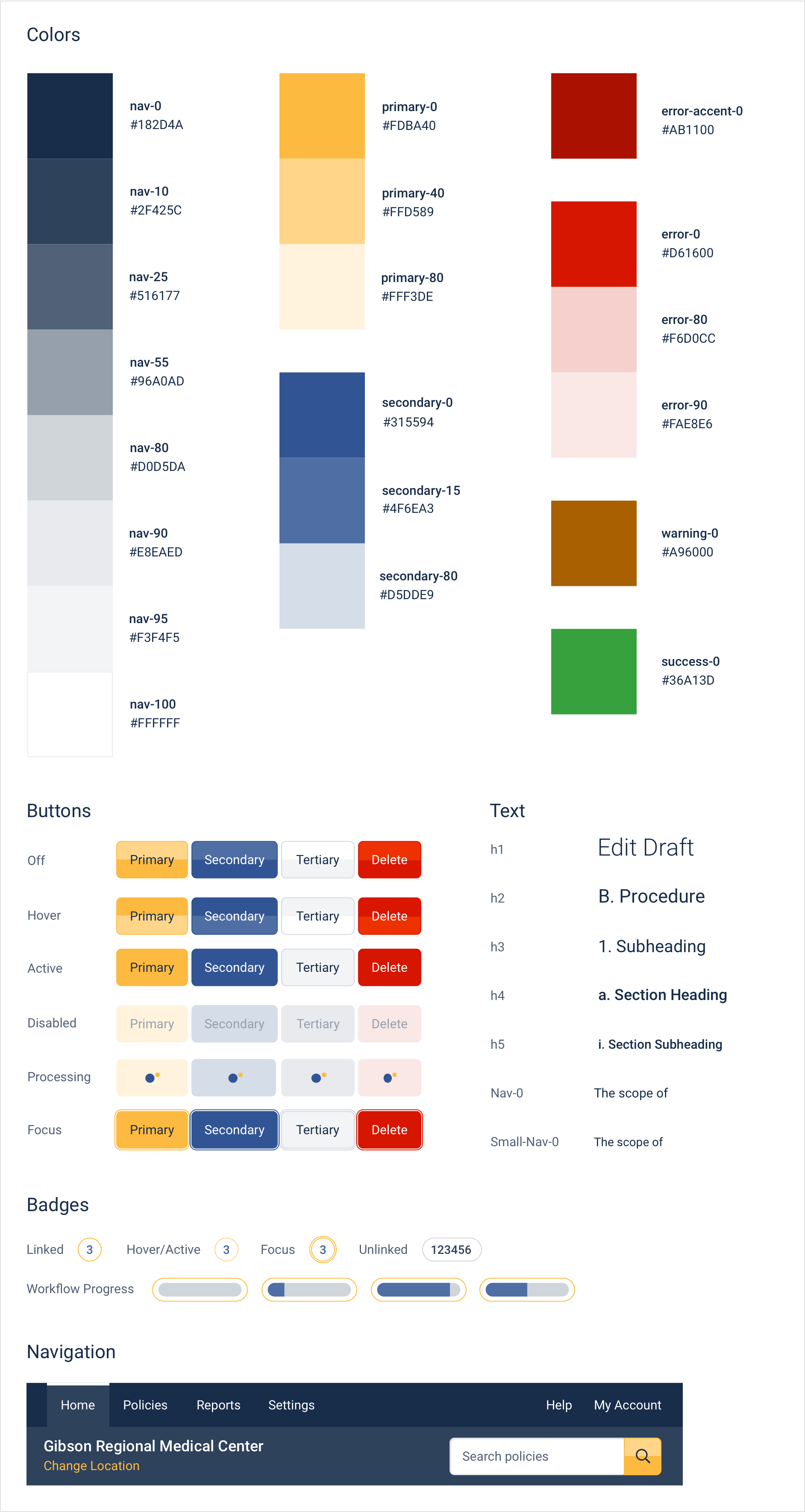 The beginning of a visual styleguide